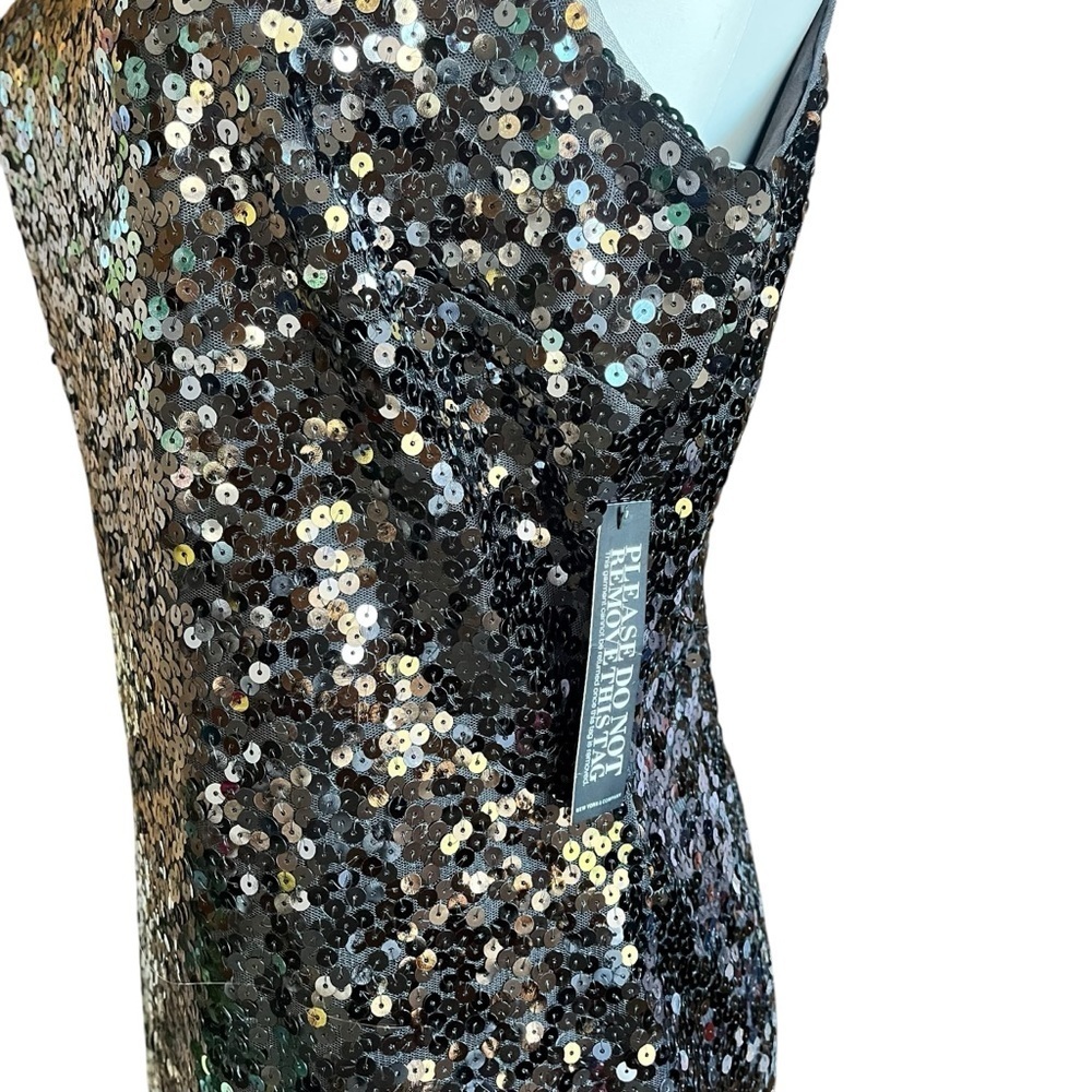 New York & Co Black Silver Sequin Cocktail Dress Medium New - Picture 4 of 10